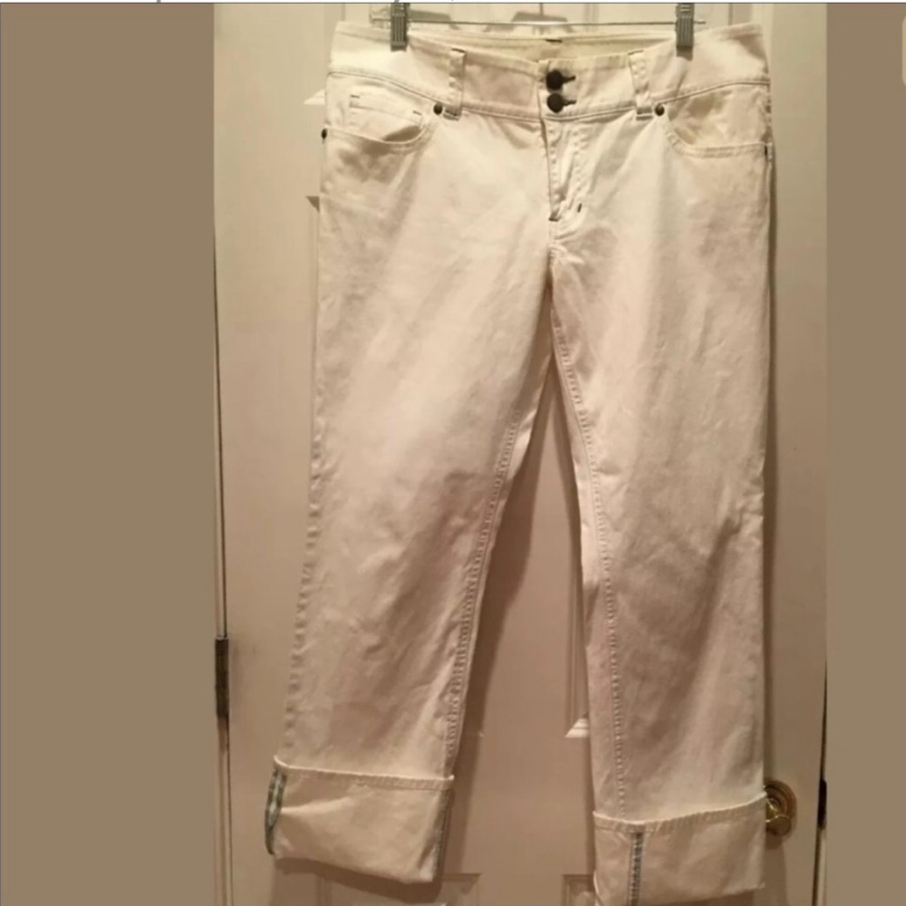 Vintage CAbi Jeans White Denim wide cuff Size 12